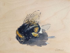 Gea Slotman, Hommel, 275 euro, Acryl op houten paneel zonder lijst, 15x20x3 cm