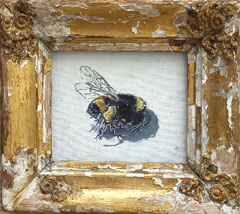 Gea Slotman, Hommel op linnen in oude lijst, 450 euro, Acryl op linnen in vintage lijst, 22x24 cm