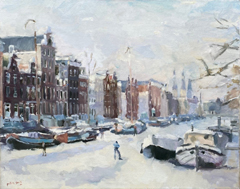 Peter Smit, IJspret Keizersgracht, 1400 euro, Olieverf op doek in baklijst, 40x50 cm