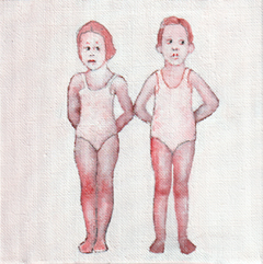 Edith Snoek, Badpakjes, Olieverf op doek (geen lijst), 20x20 cm, €.150,-