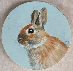 Aline Sprokkereef, Konijn, 195 euro, Acryl op hout, 13 cm