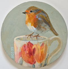 Aline Sprokkereef, Robin Emmal, 195 euro, Acryl op hout, 13 cm