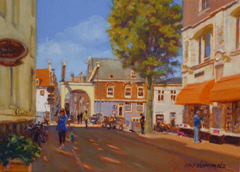 Geke Steenmetz, Staalmeesterstraat, Olieverf op paneel in houten baklijst, 13x18 cm, €.175,-