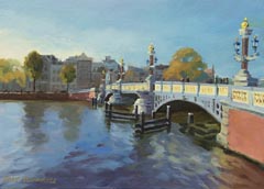 Geke Steenmetz, Blauwbrug, 250 euro, Olieverf op paneel in baklijst, 13x18 cm