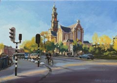 Geke Steenmetz, Westerkerk, 250 euro, Olieverf op paneel in baklijst, 13x18 cm