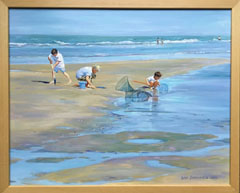 Geke Steenmetz, Vrienden, 550 euro, Olieverf op paneel in baklijst, 40x50 cm