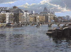 Walter Stoelwinder, Magere Brug Amsterdam, Acryl op paneel in baklijst, 30x40 cm, €.980,-