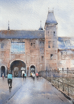 Jan Thiecke, Rijksmuseum, 150 euro, Aquarel in passe-partout en lijst, 20x14 cm