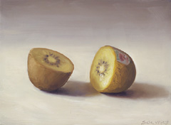Serge de Vries, Kiwi Gold, Olieverf op paneel, 12,5x17 cm, €.245,-