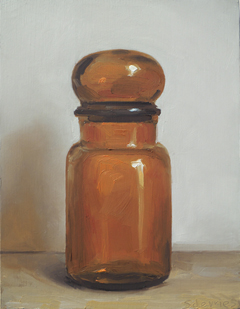 Serge de Vries, Apothekersfles, 295 euro, Olieverf op paneel zonder lijst, 17x13 cm