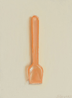 Serge de Vries, oranje ijslepeltje, 450 euro, Olieverf op paneel zonder lijstje, 14,5x11 cm