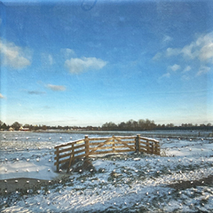 Annette van Waaijen, Once upon a time...(polder), 295 euro, Gemengde techniek met foto/borduren in baklijstje, 20x20 cm