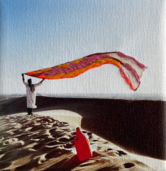 Annette van Waaijen, Freedom 1, 145 euro, Mixed Media op doek in baklijst, 10x10 cm