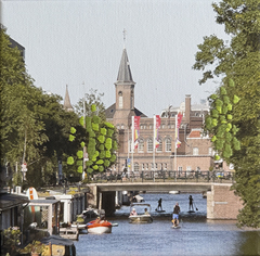 Annette van Waaijen, Wittenburgergracht, 325 euro, Mixed Media with photo and needlework, 20x20 cm