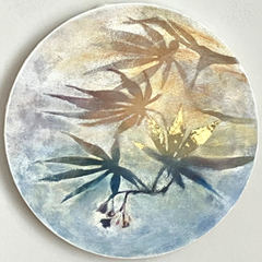 Antje Weber, Autumn leaves, 150 euro, Acryl op doek met 23 k goldleaf, 30 cm