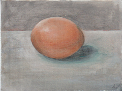 Antje Weber, Chicken egg, 120 euro, Acryl op doek/paneel, 12x16 cm