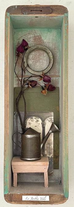 Antje Weber, Le Jardin Vol�, 150 euro, Mixed media in vintage lade, 36x12x9 cm