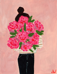 Joelle Wehkamp, Flowergirl E, 250 euro, Acryl op paneel in baklijstje, 18x14 cm