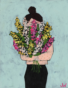 Joelle Wehkamp, Flowergirl F, 250 euro, Acryl op paneel in baklijstje, 18x14 cm