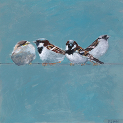 Barbara Wichers Hoeth, 4 mussen, Olieverf op paneel, 30x30 cm, €.450,-