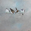 Barbara Wichers Hoeth, 4 mussen, Olie op paneel, 30x30 cm, €.400,-