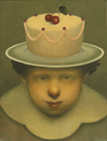 JoAnne Winik, Pastryhead 1, Olieverf op doek, 35x27 cm, €.700,-