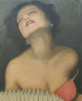 JoAnna Winik, Woman with Accordion, Olie op doek, 41x33 cm, €.900,-