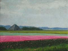 Gineke Zikken, Roze Tulpen, Olieverf op doek, 30x40 cm, €.750,-