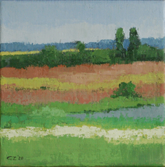 Gineke Zikken, Usedom, Olieverf op doek in baklijst, 20x20 cm, €.450,-