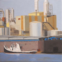 Gineke Zikken, Haven Gele Fabriek, 1300 euro, Olieverf op doek in baklijst, 50x50 cm