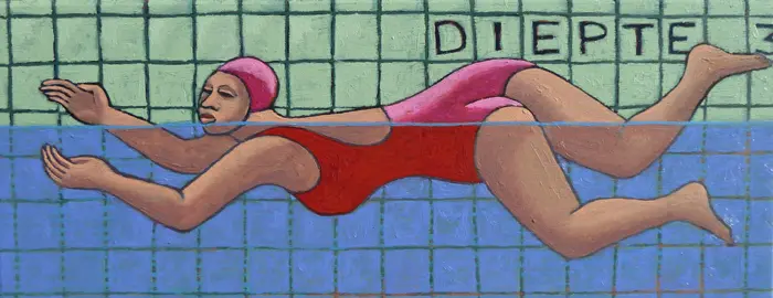 Aline Jansma, Diepte 3 meter, Oil on panel, 14x34 cm, €.240,-
