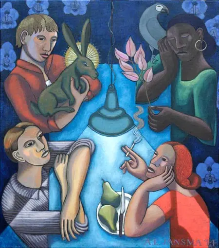 Aline Jansma, Donkere tijden, Oil on canvas, 80x100 cm, €.1450,-