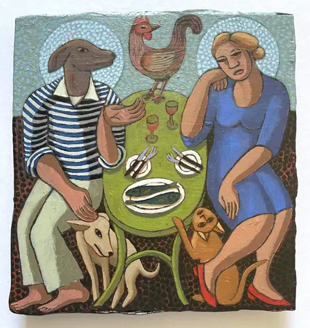 Aline Jansma, Het Heilig Middaguur, 400 euro, Oil on panel in white wooden frame, 21,5x22,8 cm
