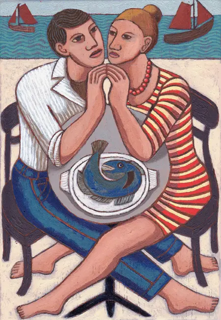 Aline Jansma, Kabeljauw, Oil on wood, 23x16 cm, €.275,-