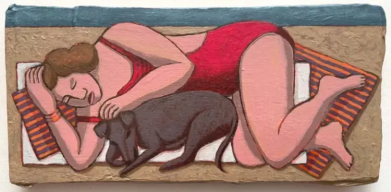 Aline Jansma, Kralingse plas, 225 euro, Oil on panel in white wooden frame, 11x22 cm