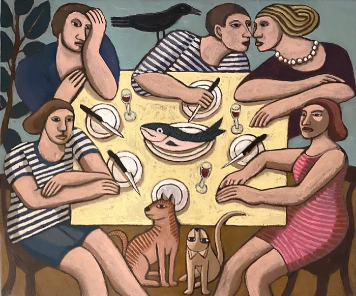 Aline Jansma, Voorjaarslunch, Oil on panel, 25x30 cm, €.395,-
