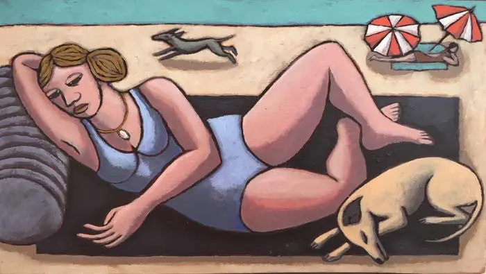 Aline Jansma, Zandvoort, Oil on panel, 15x27 cm, €.225,-