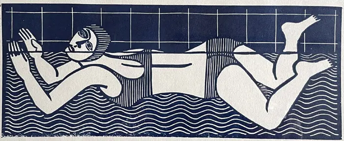 Aline Jansma, Zwemster II, 150 euro, Linocut in natural wooden frame, 20x33 cm