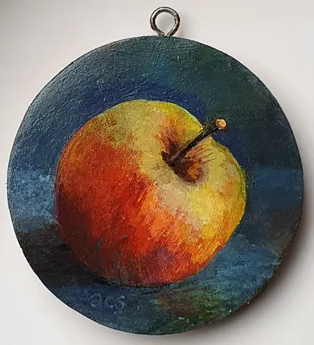Aline Sprokkereef, Appel, Oil on panel, 9 cm, €75,-