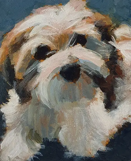 Aline Sprokkereef, Boomer, Acrylic on panel on thicker panel, 12x10x2 cm, €.225,-