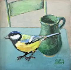 Aline Sprokkereef, Dansen op tafel, 375 euro, Acrylic on panel in frame, 18x18 cm