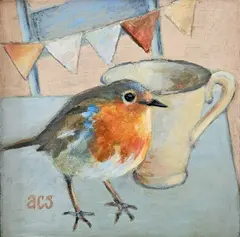 Aline Sprokkereef, Feest, 375 euro, Acrylic on panel in frame, 18x18 cm