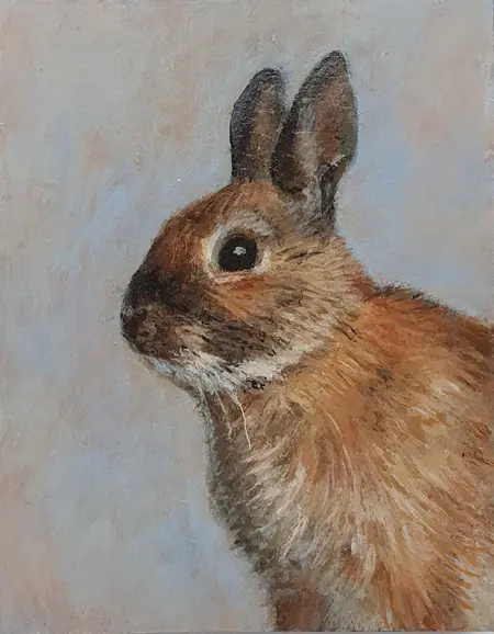 Aline Sprokkereef, Konijn, Acrylic on block panel, 14x11x4 cm, €.150,-