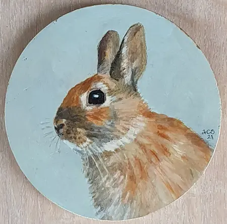 Aline Sprokkereef, Konijn, 195 euro, Acrylic on wood, 13 cm