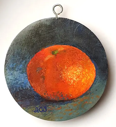 Aline Sprokkereef, Mandarijn, Oil on panel, 9 cm, €75,-