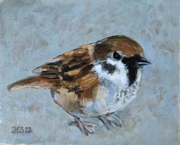 Aline Sprokkereef, Mus, 185 euro, Acrylic on block panel, unframed, 9x11x2 cm
