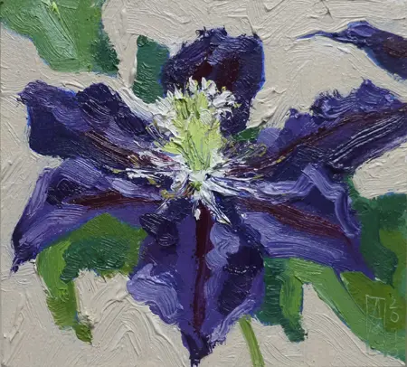 Anne Jitske Salverda, Als bij oma in de tuin 3, Oil on panel in frame, 10,5x11,5 cm excl. frame, €.190,-