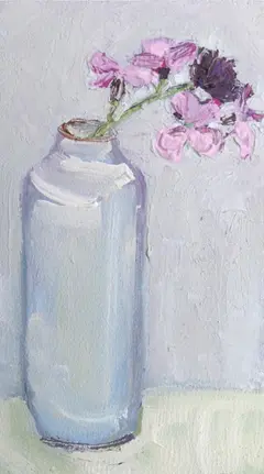 Anne Jitske Salverda, De dikke stengel van het voorjaar, 135 euro, Oil on panel, unframed, 15x8,5 cm