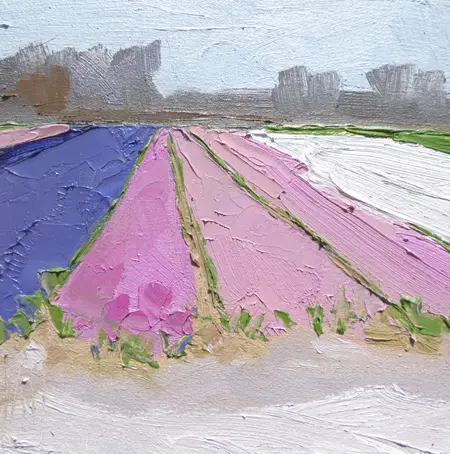 Anne Jitske Salverda, De hyacinthen geven lekker veel kleur 4 , Oil on wood in wooden frame, 15x15 cm, €.175,-