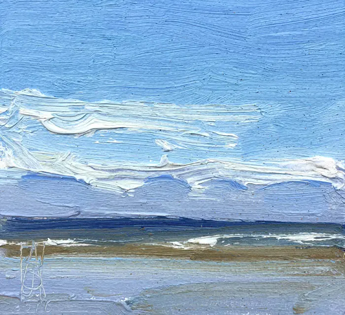 Anne Jitske Salverda, Feestzee 2, Oil on wood, 10x11 cm, €.135,-, unframed and €.175,- in wooden frame